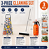 Home Closed Room Dust Cleaning Essentials Bundle - Chrysanthemum pattern Waterproof Apron, White Long Handle Floor Scrubber Brush,Orange 2L Pressure Sprayer - Multi Purpose Household Kit for Kitchen, Bathroom and Garden Care