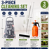 Home Closed Room Dust Cleaning Essentials Bundle - "LOVE" letter pattern Waterproof Apron, White Long Handle Floor Scrubber Brush,Orange 2L Pressure Sprayer - Multi Purpose Household Kit for Kitchen, Bathroom and Garden Care