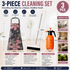 Home Closed Room Dust Cleaning Essentials Bundle - Pink floral pattern Waterproof Apron, White Long Handle Floor Scrubber Brush,Orange 2L Pressure Sprayer - Multi Purpose Household Kit for Kitchen, Bathroom and Garden Care