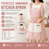 Floral Canvas Pink Kitchen Apron - Waterproof Oil-Resistant with Hand-Wipe Pocket, Adjustable Back Tie and Wide Shoulder Straps for Cooking Baking and Home Cleaning