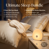 Nighttime Anxiety Relief & Relaxation Set - Champagne gold Imitation Silk Sleep Eye Mask and  Smart White Noise Night Light for Soothing Sleep, Nursing, and Stress Reduction