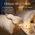 Nighttime Anxiety Relief & Relaxation Set - Champagne gold Imitation Silk Sleep Eye Mask and  Smart White Noise Night Light for Soothing Sleep, Nursing, and Stress Reduction