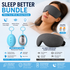 Sleep Aid Combo Set - Blue Portable Microcurrent Handheld Device and Grey 3D Zero Pressure Eye Mask with Earplugs, USB Rechargeable  Relaxation Tool for Travel and Home Use