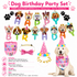 Pink Dog Birthday Party Decoration Set - Puppy Themed Banner, Adjustable Party Hat, Sequin Bow Tie and Bandana Scarf for Pet Celebration