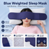 Blue Weighted Sleep Mask - Double-Sided Cooling and Warm Fabric, Micro-Bead Pressure Design, 72cm Adjustable Wrap, Light Blocking Eye Cover for Travel and Home Use