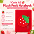 A5 Plush Fruit Notebook  with detachable Strawberrie-shaped coin purse — features a soft plush cover and 80 lined pages; a cute design perfect for school use or journaling