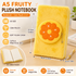 A5 Plush Fruit Notebook  with detachable orange-shaped coin purse — features a soft plush cover and 80 lined pages; a cute design perfect for school use or journaling