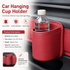 Red Universal Car Door Cup Holder - PU Leather Hanging Storage Organizer for Seat Back and Console side and Door storage compartment - Multi-Purpose Beverage Pocket with Secure Clip Design for Travel and Commute