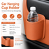 Orange Universal Car Door Cup Holder - PU Leather Hanging Storage Organizer for Seat Back and Console side and Door storage compartment - Multi-Purpose Beverage Pocket with Secure Clip Design for Travel and Commute