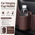 Brown Universal Car Door Cup Holder - PU Leather Hanging Storage Organizer for Seat Back and Console side and Door storage compartment - Multi-Purpose Beverage Pocket with Secure Clip Design for Travel and Commute