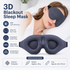 Grey 3D Contoured Sleep Eye Mask - 360 Degree Blackout Blindfold with Adjustable Strap and Nose Wing Design for Side Sleepers, Travel and Nap