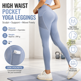 Blue M Size Women's High Waist Yoga Leggings with Mesh Side Pockets - Squat Proof, Peach Hip Lift, Breathable Stretch Fabric for Gym Running 、Pilates Wea and Daily Wear