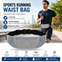 Grey Running Waist Pack—Made of waterproof nylon with an adjustable strap (fits waist sizes 60–110 cm); features a three-pocket design to store a phone and keys, includes reflective strips for safety during night runs, and is suitable for running, mountai