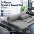 2 Piece Grey Microfiber Sports Towel Set -  152*76cm and 80*40cm Quick Dry Gym Towels, Ultra Absorbent Sweat Towel for Fitness Running Swimming, Lightweight Travel Friendly