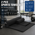 2 Piece Black Microfiber Sports Towel Set -  152*76cm and 80*40cm Quick Dry Gym Towels, Ultra Absorbent Sweat Towel for Fitness Running Swimming, Lightweight Travel Friendly