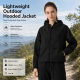 Black M Size Women's Lightweight Hooded Windbreaker Jacket - Nylon, Waterproof, Windproof, Sun Protection, Loose Fit for Hiking, Running, Yoga and Outdoor Activities