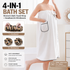 4PCS Spa Set Bath Wrap White bath towel Black and brown stripes Cat Ear Headband Wristbands Coral Fleece Quick Dry Absorbent Skincare Shower Hair Wash Set Home Spa Gift