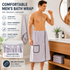 Men’s Bath Wrap Microfiber Quick Dry Absorbent Adjustable Snap Closure Grey Bath Towel Wrap Lightweight Bathroom Spa Gym Travel Use 70x150cm Comfortable Fit