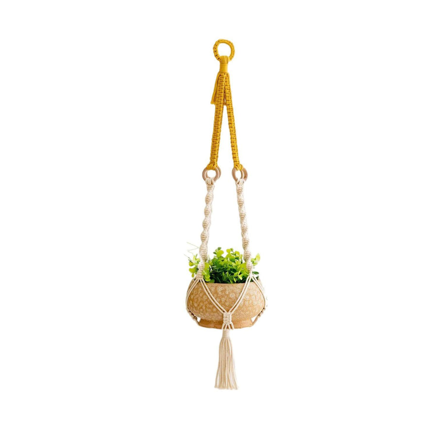 Handmade Plant Hanger Set 2 PCS（Type B）, Macrame Hanging Planter Basket with Cotton Rope Woven Design, Boho Plant Holder for Indoor Outdoor Garden Balcony Home Decor, Creative Hanging Flower Pot Holder