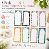 8 Pack Floral Magnetic Notepads for Fridge, Cute Shopping List Planner Memo Pads with 25 Sheets Each, Tear Off Weekly To Do List Notes for Home Kitchen Office School Organisation and Daily Reminders