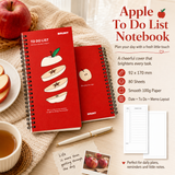 Fruit Series To Do List Notebook (Apple) – Spiral Bound Journal with Cute Fruit Cover, 80 Sheets, Portable Planner for Daily Notes, Study, Office and Personal Organisation
