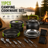 11PCS Green Camping Cookware Set – Lightweight Aluminium Camping Pots, Frying Pan, Kettle & Stainless Steel Cutlery, Portable Non-Stick Outdoor Cooking Set for 2-3 Person Camping, Hiking, Backpacking & Picnic