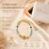 Turquoise Beaded Bracelet for Women – Adjustable Vintage Boho Bracelet with Gold-Tone Oval Charm, Turquoise & Pearl Beads, Lightweight Bohemian Wrist Jewellery