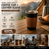 Black 304 Stainless Steel Camping Coffee Cup  with Leather Sleeve – 500ml Portable Outdoor Drinking Cup, Beer Cup, Travel Mug for Camping, Hiking, Picnic and Daily Coffee