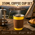 Yellow 304 Stainless Steel Camping Coffee Cup  with Leather Sleeve – 350ml Portable Outdoor Drinking Cup, Beer Cup, Travel Mug for Camping, Hiking, Picnic and Daily Coffee