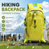 Fluorescent Green Outdoor Hiking Backpack - Lightweight Nylon Travel Daypack with Multi Pocket Storage, Water Resistant Design, Breathable Back Support for Trekking Camping Cycling Adventures