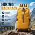 Yellow Outdoor Hiking Backpack - Lightweight Nylon Travel Daypack with Multi Pocket Storage, Water Resistant Design, Breathable Back Support for Trekking Camping Cycling Adventures