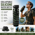 Camouflage green Collapsible Silicone Water Bottle - 650ml Foldable Travel Bottle with Straw Lid, Food Grade Silicone Hiking Flask, Leak Resistant Portable Water Bottle for Outdoor Sports Fitness Cycling