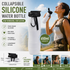 Gray Collapsible Silicone Water Bottle - 650ml Foldable Travel Bottle with Straw Lid, Food Grade Silicone Hiking Flask, Leak Resistant Portable Water Bottle for Outdoor Sports Fitness Cycling