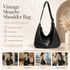Black PU Leather Shoulder Bag - Large Capacity Hobo Handbag with Adjustable Strap, Soft Slouch Tote Purse for Women Daily Commute Shopping Travel and Casual Outings