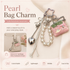 Pink Mini PU Leather Bag Charm Keychain with Pearl Bow Pendant Cute Handbag Accessories for Women Girls, Fashion Decorative Key Ring Hanging Ornament Gift