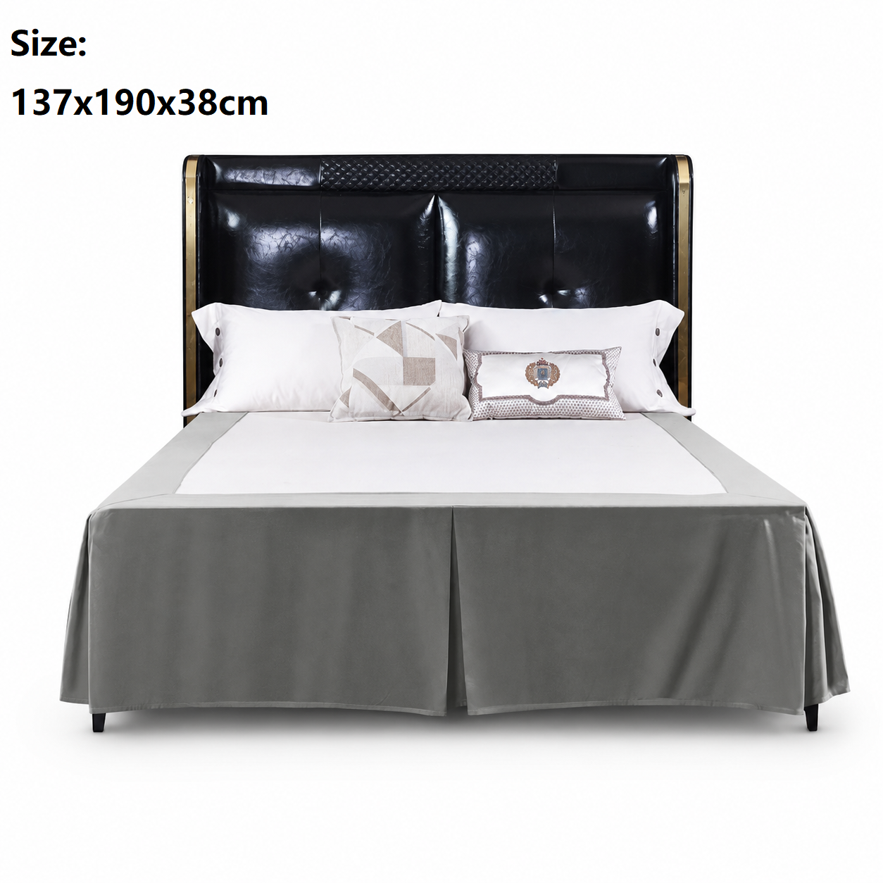 Grey 137x190x38cm Elastic Bed Skirt - Thickened Polyester Fitted Valance with Double-Layer High-Stretch Band, Wrinkle-Resistant Drop