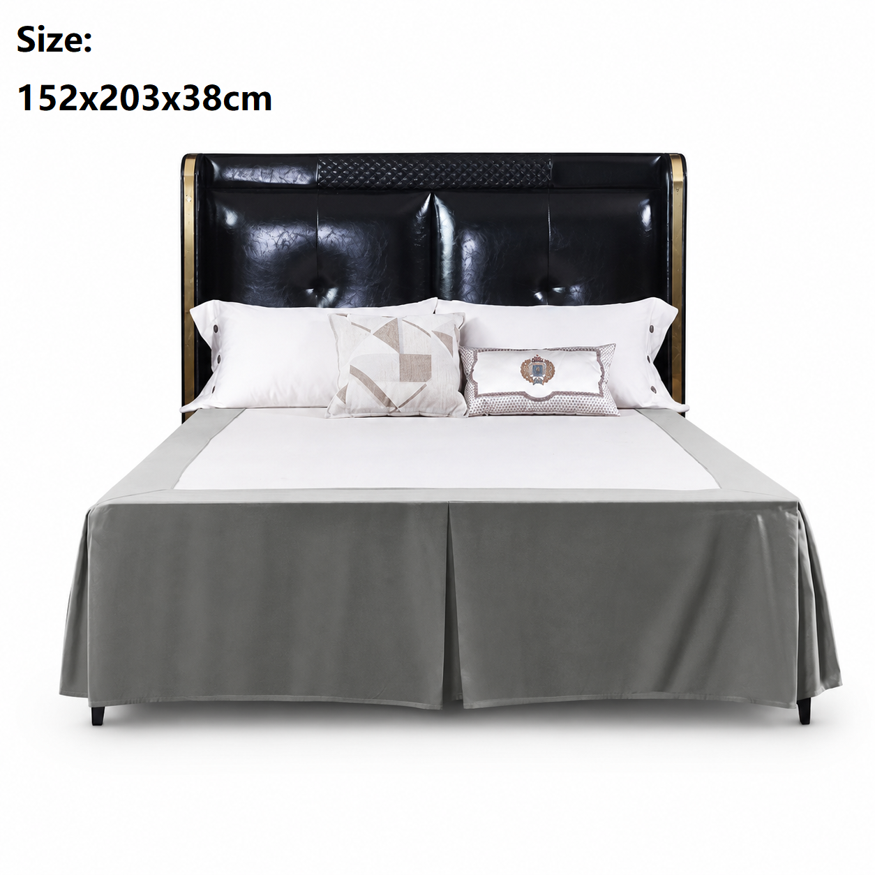 Grey 152x203x38cm Elastic Bed Skirt - Thickened Polyester Fitted Valance with Double-Layer High-Stretch Band, Wrinkle-Resistant Drop
