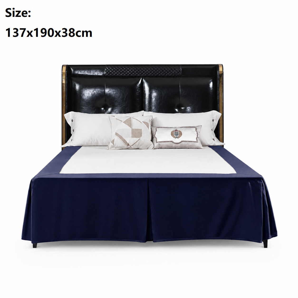 Blue 137x190x38cm Elastic Bed Skirt - Thickened Polyester Fitted Valance with Double-Layer High-Stretch Band, Wrinkle-Resistant Drop
