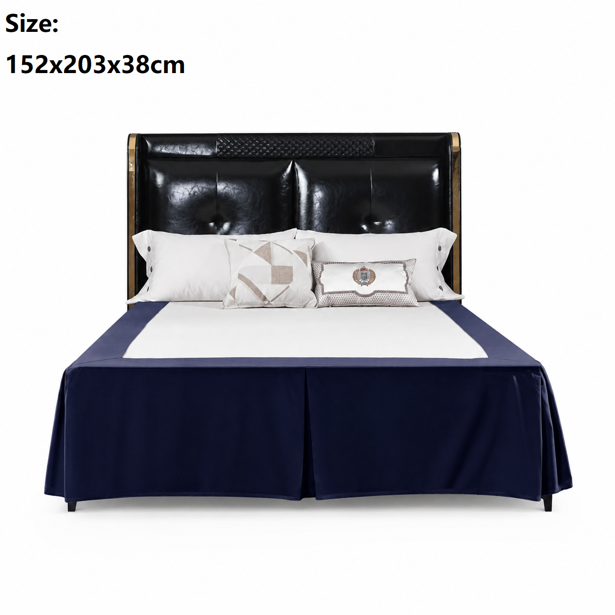 Blue 152x203x38cm Elastic Bed Skirt - Thickened Polyester Fitted Valance with Double-Layer High-Stretch Band, Wrinkle-Resistant Drop