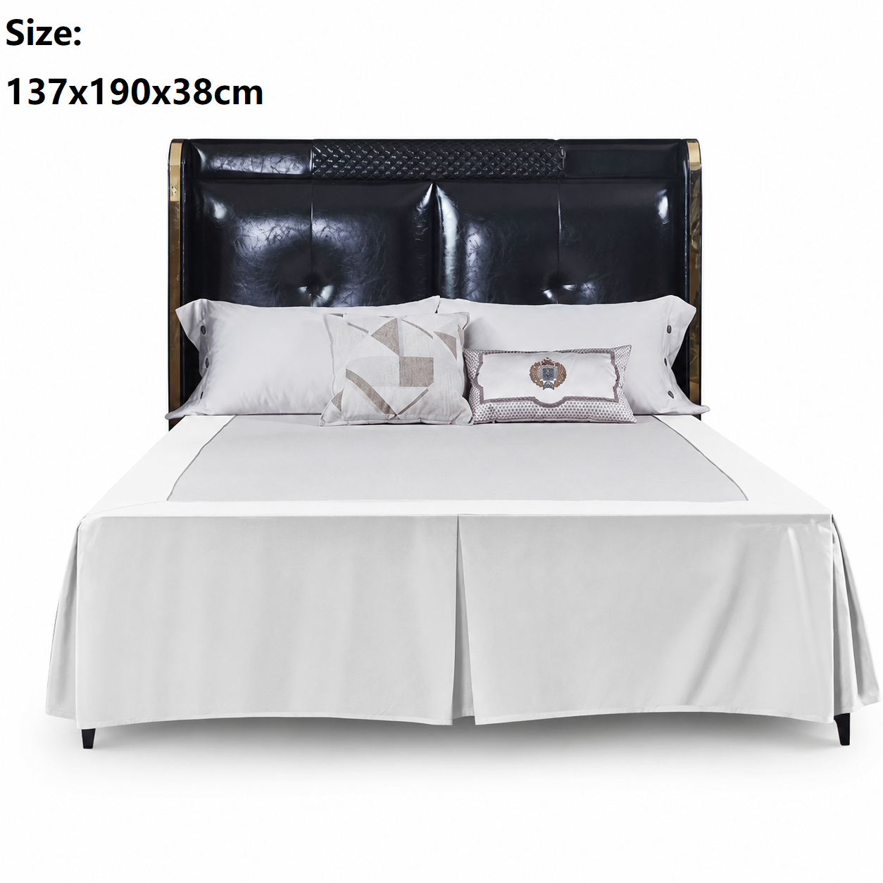 White 137x190x38cm Elastic Bed Skirt - Thickened Polyester Fitted Valance with Double-Layer High-Stretch Band, Wrinkle-Resistant Drop