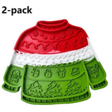 2-pack Pet Lick Mat - Food Grade Silicone Christmas Sweater Slow Feeder with Multi Suction Non Slip Base, Interactive Calming Enrichment for Dogs and Cats