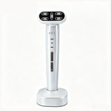White EMS Eye Massager with Heat and Light Therapy - 360 Rotating Head, Multi-Color LED, Vibration Facial Device, USB Rechargeable Skincare Tool for Dark Circles and Puffy Eyes