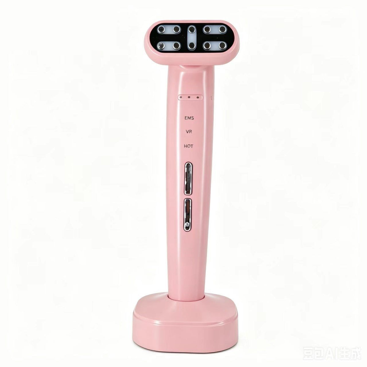Pink EMS Eye Massager with Heat and Light Therapy - 360 Rotating Head, Multi-Color LED, Vibration Facial Device, USB Rechargeable Skincare Tool for Dark Circles and Puffy Eyes