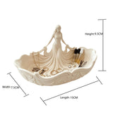White 15*7.5*9.3cm Elegant Lady Dress Shaped Jewelry Tray - Creative Storage Organizer for Rings Necklaces Earrings, Decorative Vanity Tabletop Display Bowl for Bedroom Dresser Entryway
