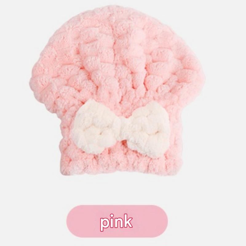 3 Pack Pink Coral Fleece Hair Drying Towel - Cloud Velvet Absorbent Hair Wrap with Bow, Quick Dry Shower Cap for Women and Girls, Soft Thickened Bath Accessory 26x28cm