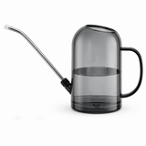 2L Gray Long Spout Watering Can with Shower Head - Clear Plastic Indoor Plant Waterer for Succulents, Balcony Garden, Precise Watering Tool