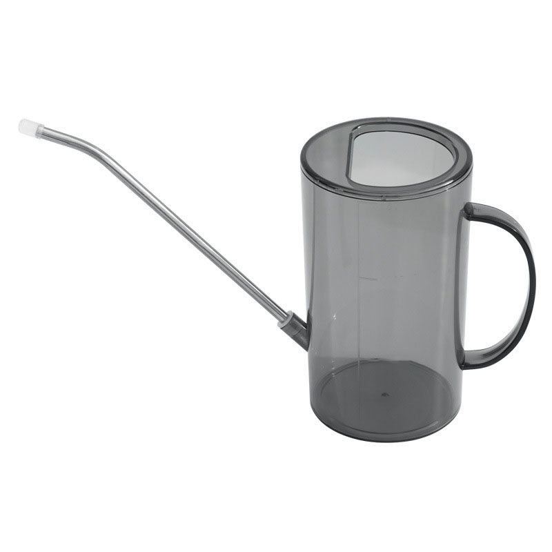 1L Gray Long Spout Watering Can with Shower Head - Clear Plastic Indoor Plant Waterer for Succulents, Balcony Garden, Precise Watering Tool