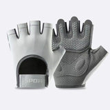 Women and Men Gym Gloves (Gray Size M)- Breathable Half Finger Workout Gloves with Wrist Support, Shock Absorbing Non Slip Weight Lifting Gloves for Fitness