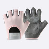 Women and Men Gym Gloves (Pink Size S)- Breathable Half Finger Workout Gloves with Wrist Support, Shock Absorbing Non Slip Weight Lifting Gloves for Fitness