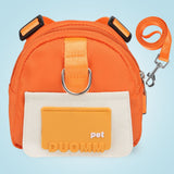 Orange Small and Medium Dog Backpack Harness with Lead (S)- Adjustable Pet Walking Bag with Hidden Waste Bag Compartment, Snack Storage and D-Ring Attachments for Outdoor Walks
